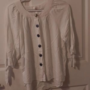 Dress barn size small white boho button up top Blouse